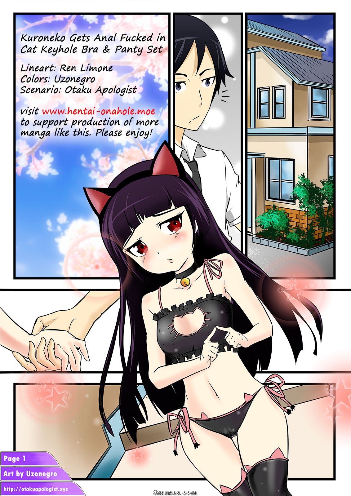 Kuroneko Gets Anal Fucked In Cat Keyhole Bra and Panty Set — page 12